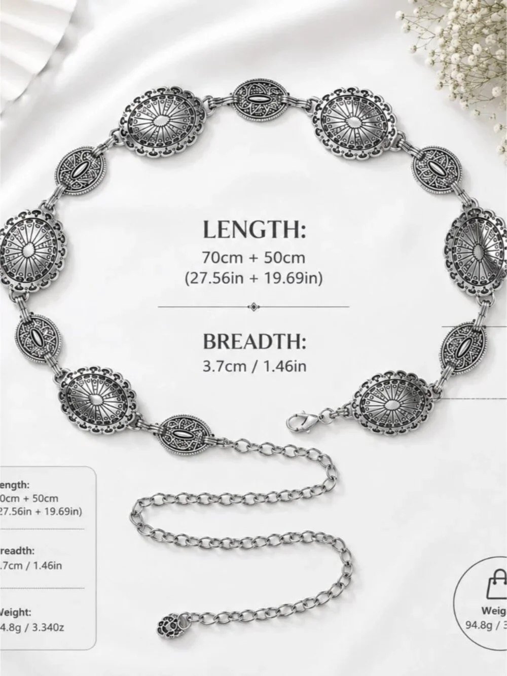 Women's Silver-Tone Concho Belt - Western Statement Accessory
